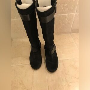 UGG Black Suede Riding Buckled Boots